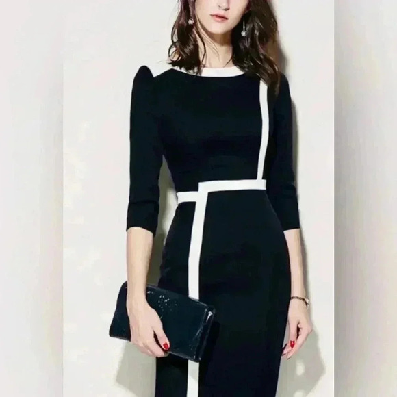 Woosea women’s black and white color block medium dress formal businesse… - Picture 3 of 14